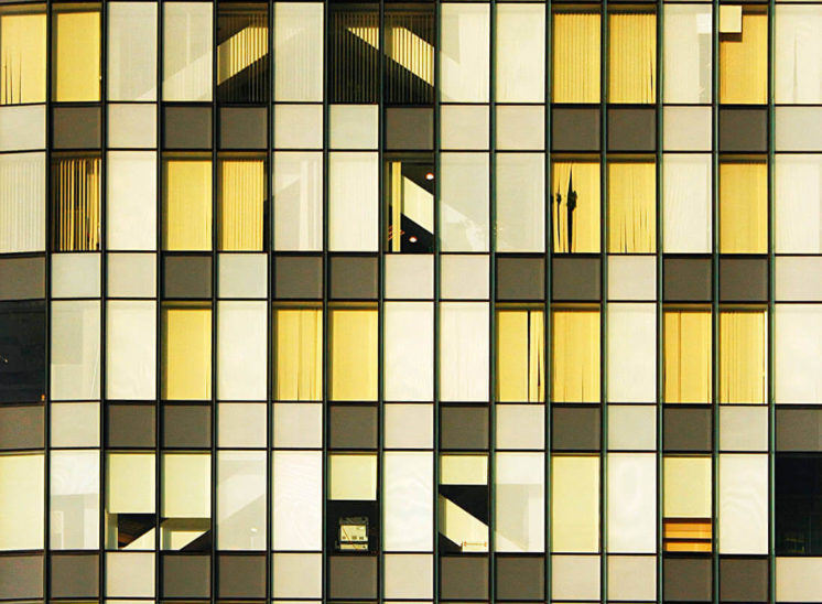 Windows pattern of a corporate building in Bucharest, Romania